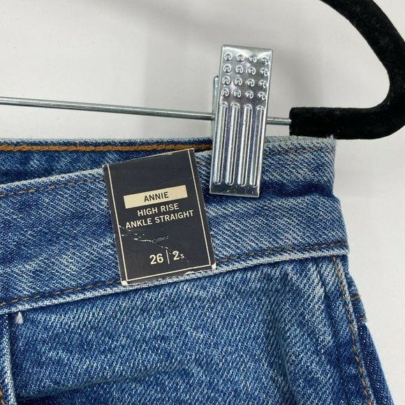 NEW Abercrombie & Fitch Annie High Rise Jeans Size 26 Ankle Straight Crop Blue - Picture 4 of 12